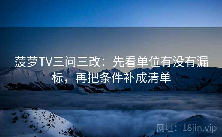 菠萝TV三问三改：先看单位有没有漏标，再把条件补成清单
